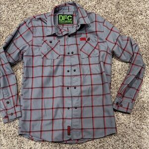 DIXXON Kids Plaid Button Down Shirt - Gray and Red
